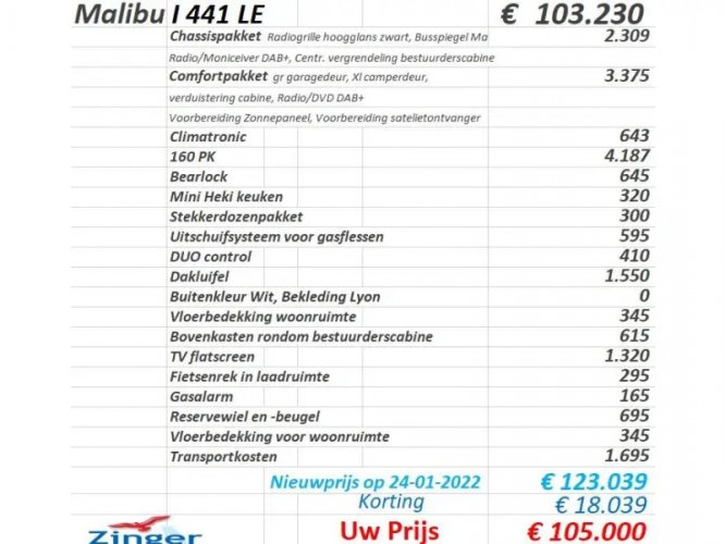 Malibu I 441 LE Lengtebedden 